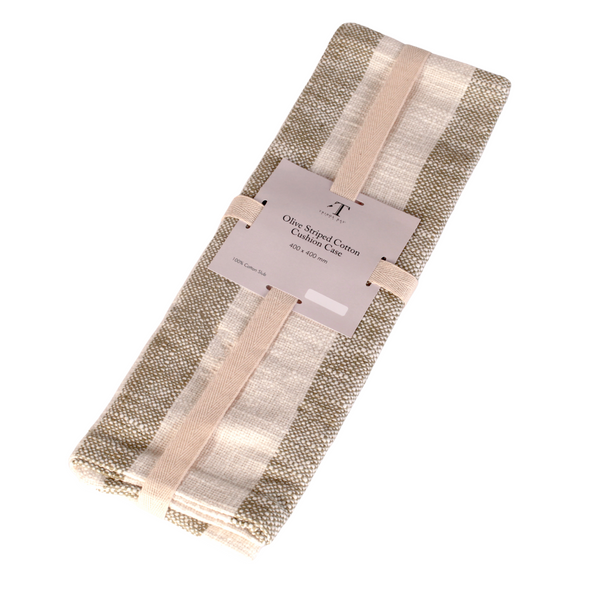 Olive Striped Cushion Case w/o Filler