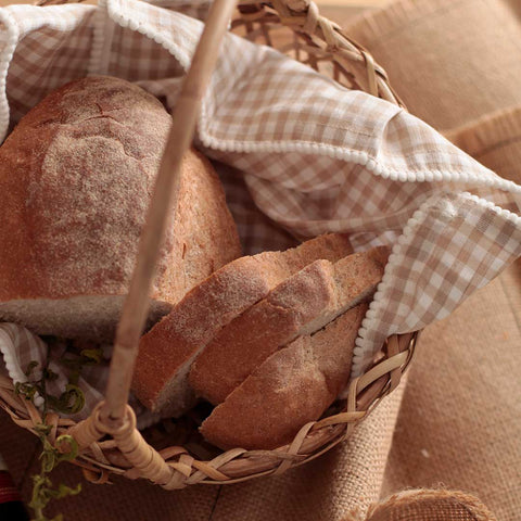 Taupe Gingham Napkin with Pom Pom Lace Set of 4