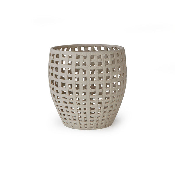 Taupe Woven Porcelain Bowl